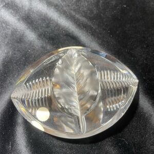 Lalique France Vincennes Raised Leaf & Fern Crystal Paperweight 4"